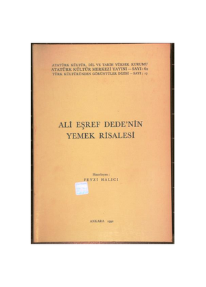 Ali Eşref Dede’nin Yemek Risalesi