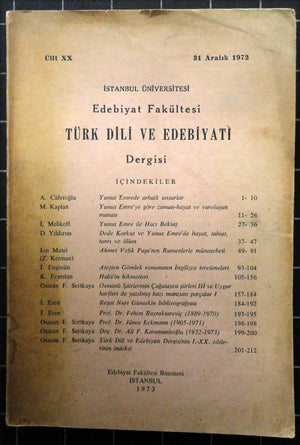 İstanbul Üniversitesi Türk Dili ve Edebiyatı Dergisi Cilt XX
