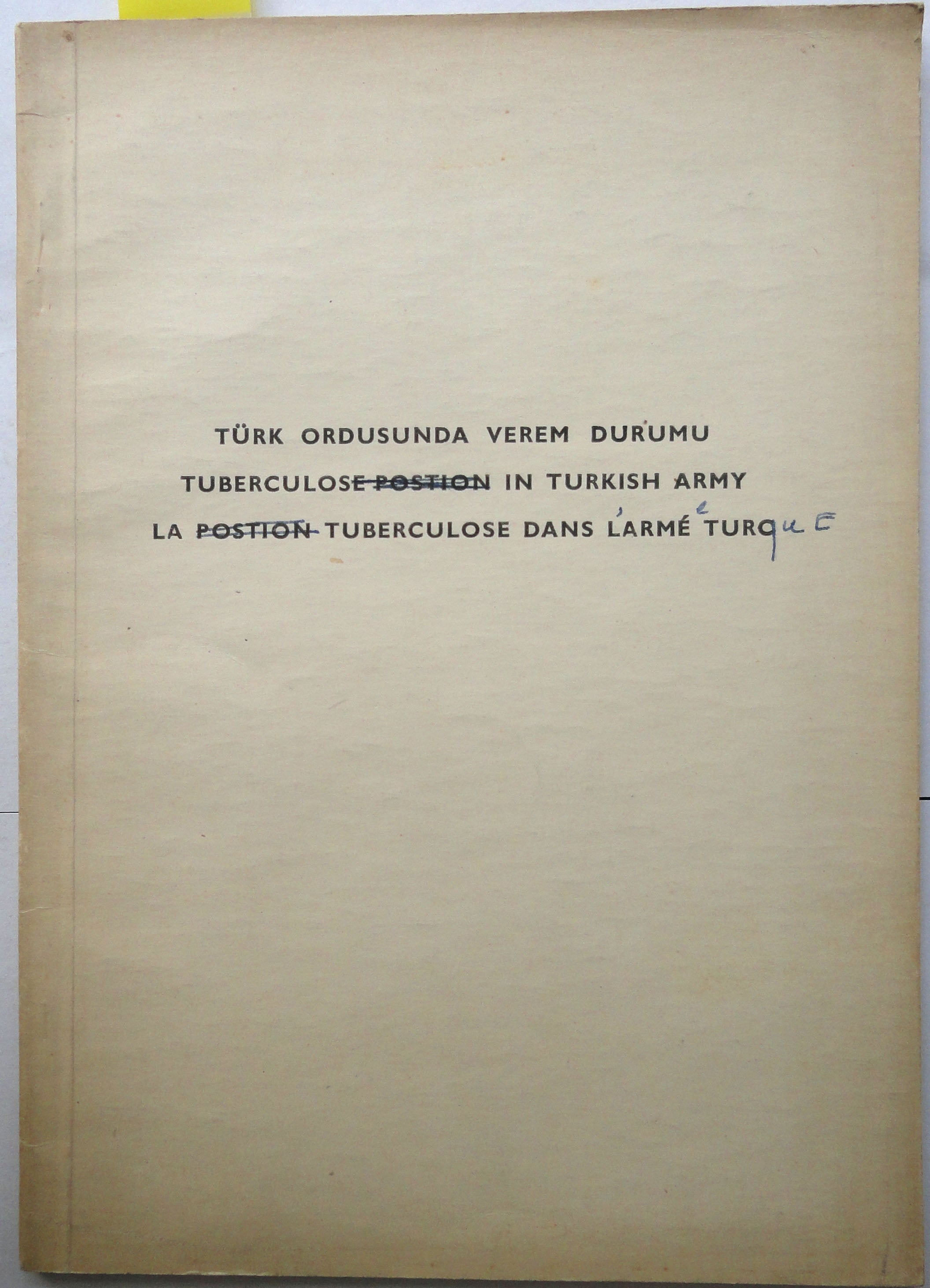 Türk Ordusunda Verem Durumu